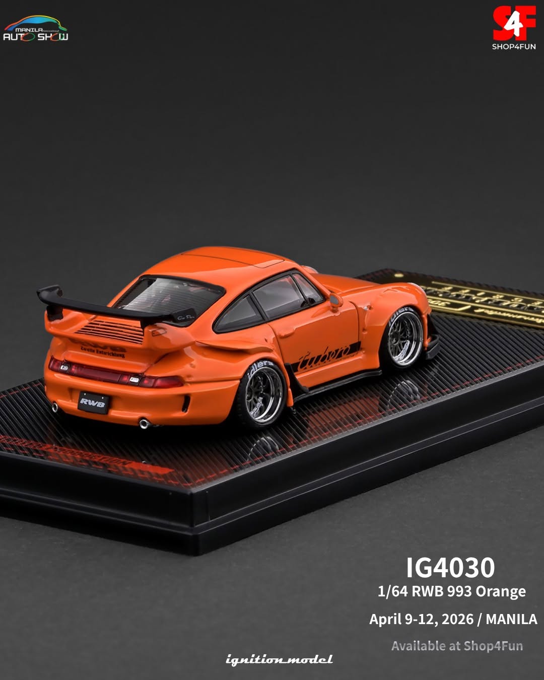 Ignition Model 1/64 - Porsche RWB 993 Orange Metallic Manila Auto Show 2026 Event Exclusive