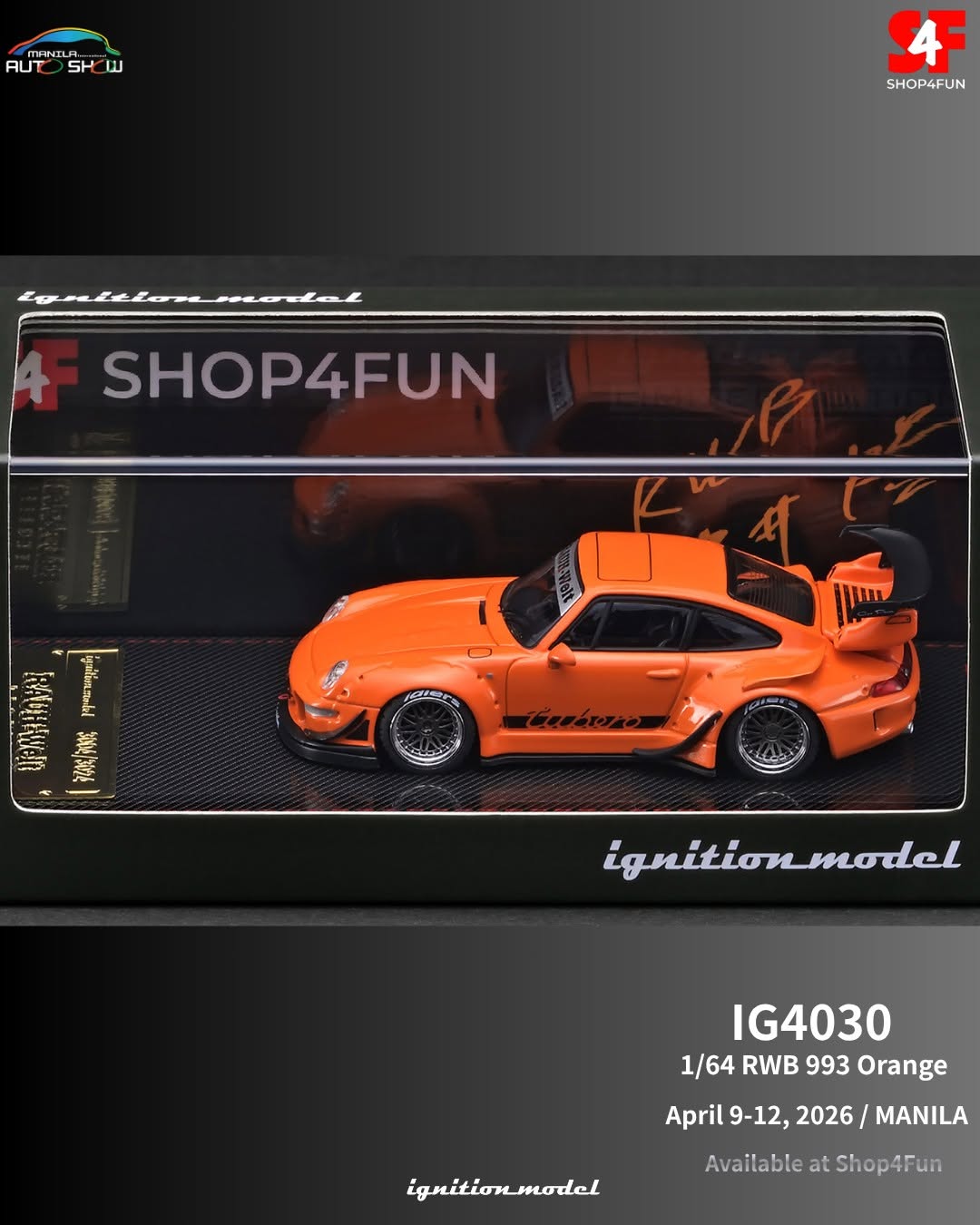 Ignition Model 1/64 - Porsche RWB 993 Orange Metallic Manila Auto Show 2026 Event Exclusive