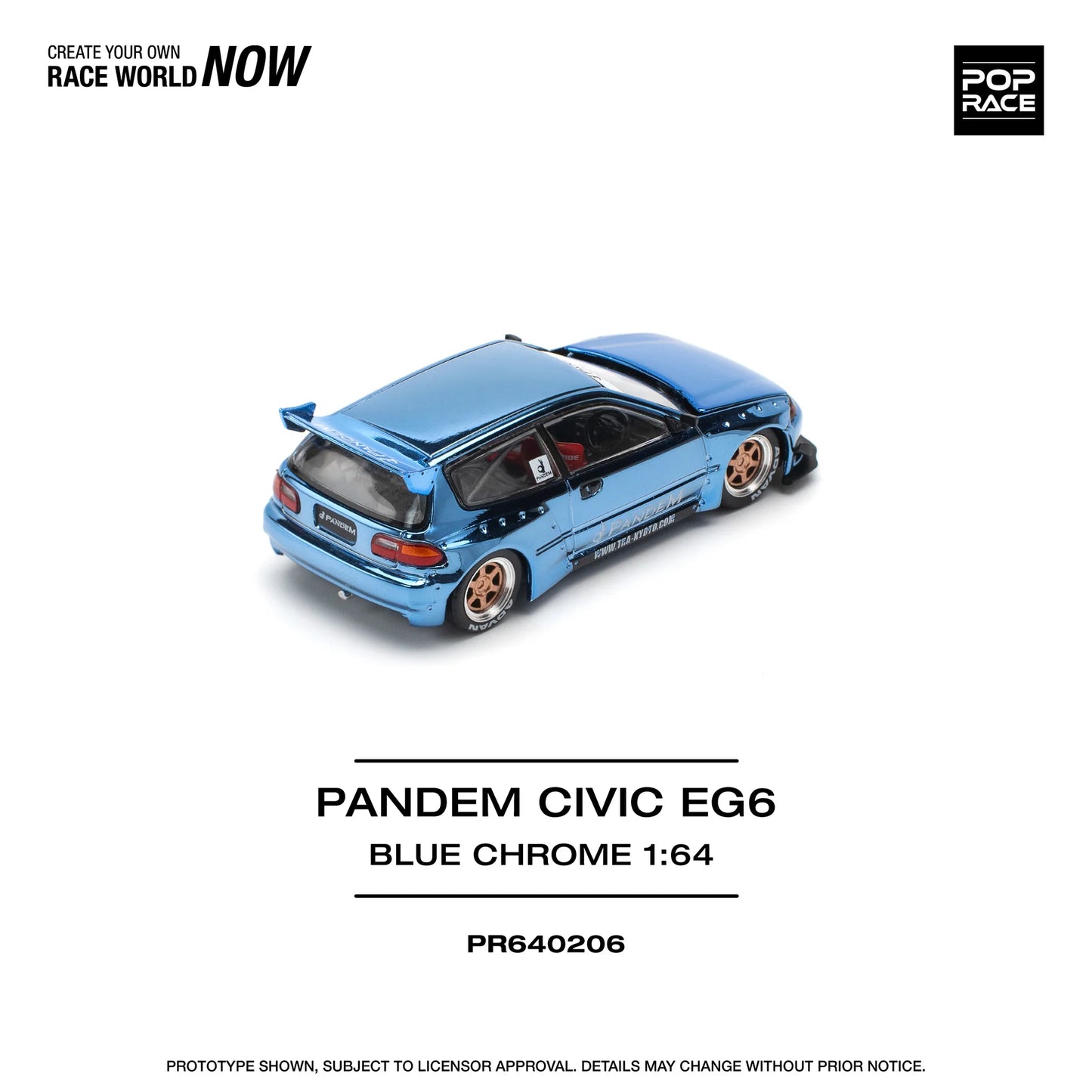 Pop Race 1/64 - Pandem Honda Civic EG6 Blue Chrome