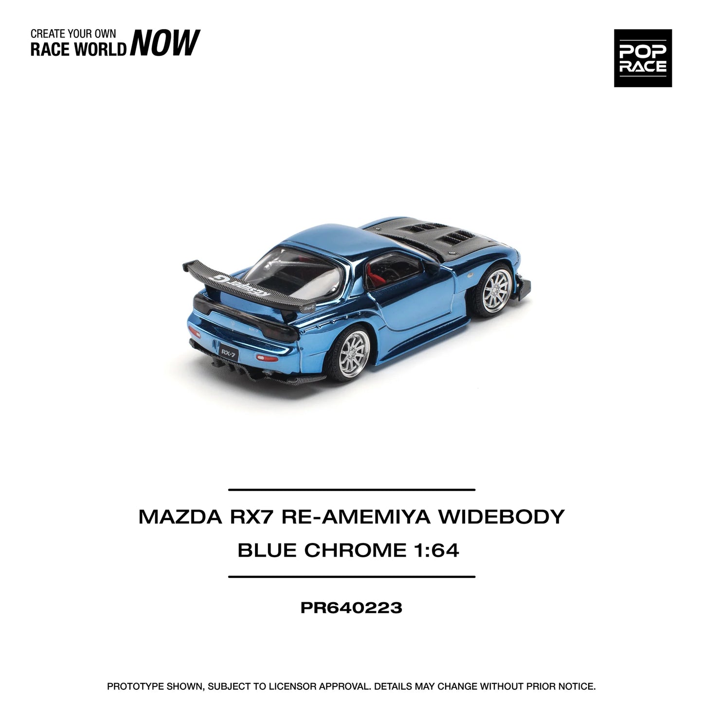 Pop Race 1/64 - Mazda RX7 Re-Amemiya Widebody Blue Chrome