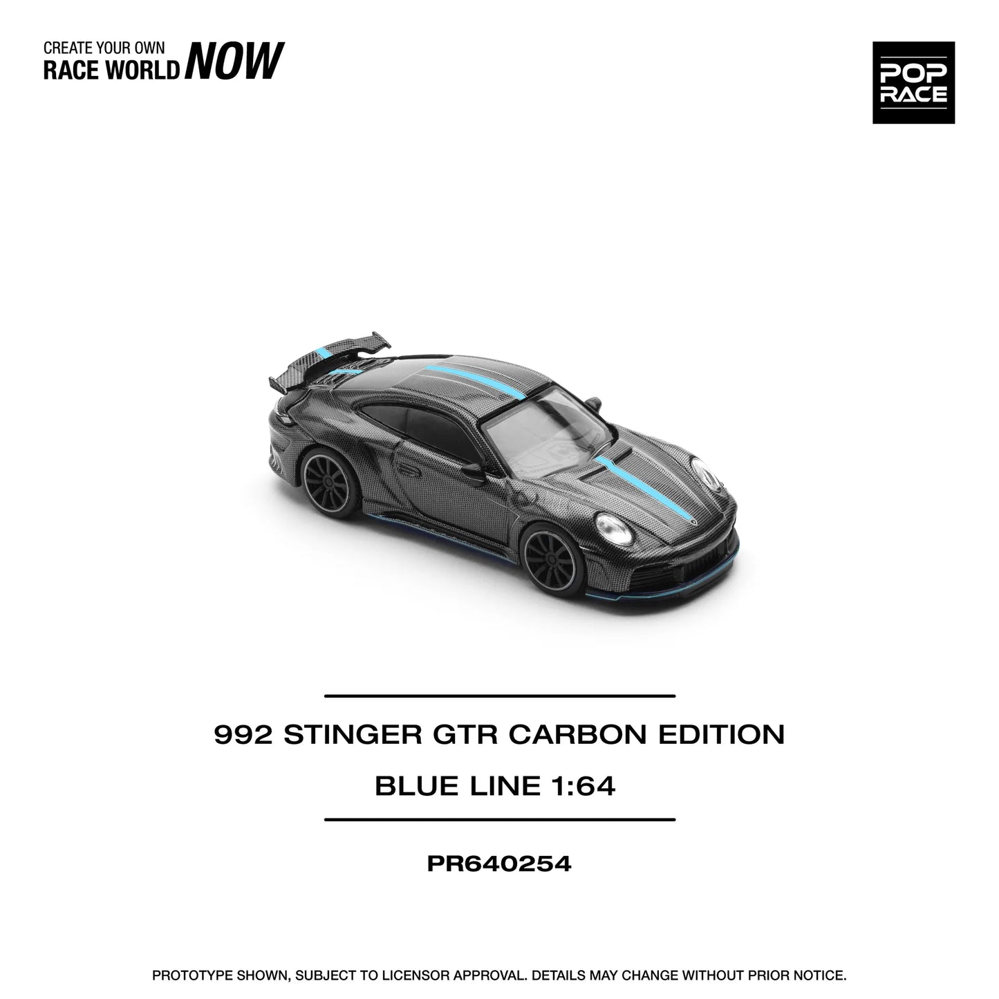 Pop Race 1/64 - Porsche 992 Stinger GTR Carbon Edition Blue Line