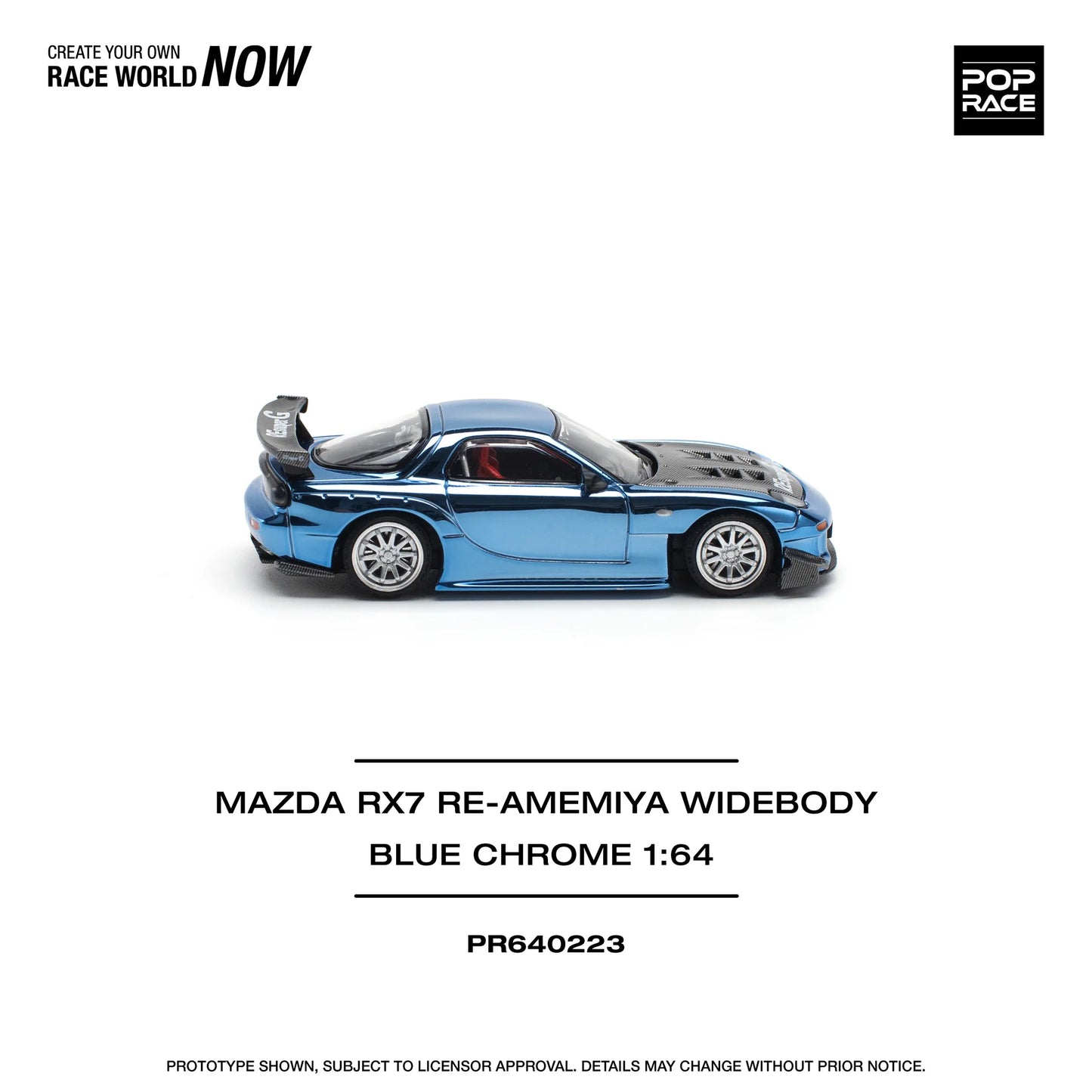 Pop Race 1/64 - Mazda RX7 Re-Amemiya Widebody Blue Chrome
