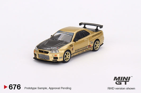 Mini GT 1/64 - Nissan Skyline GT-R (R34) Top Secret Top Secret Gold