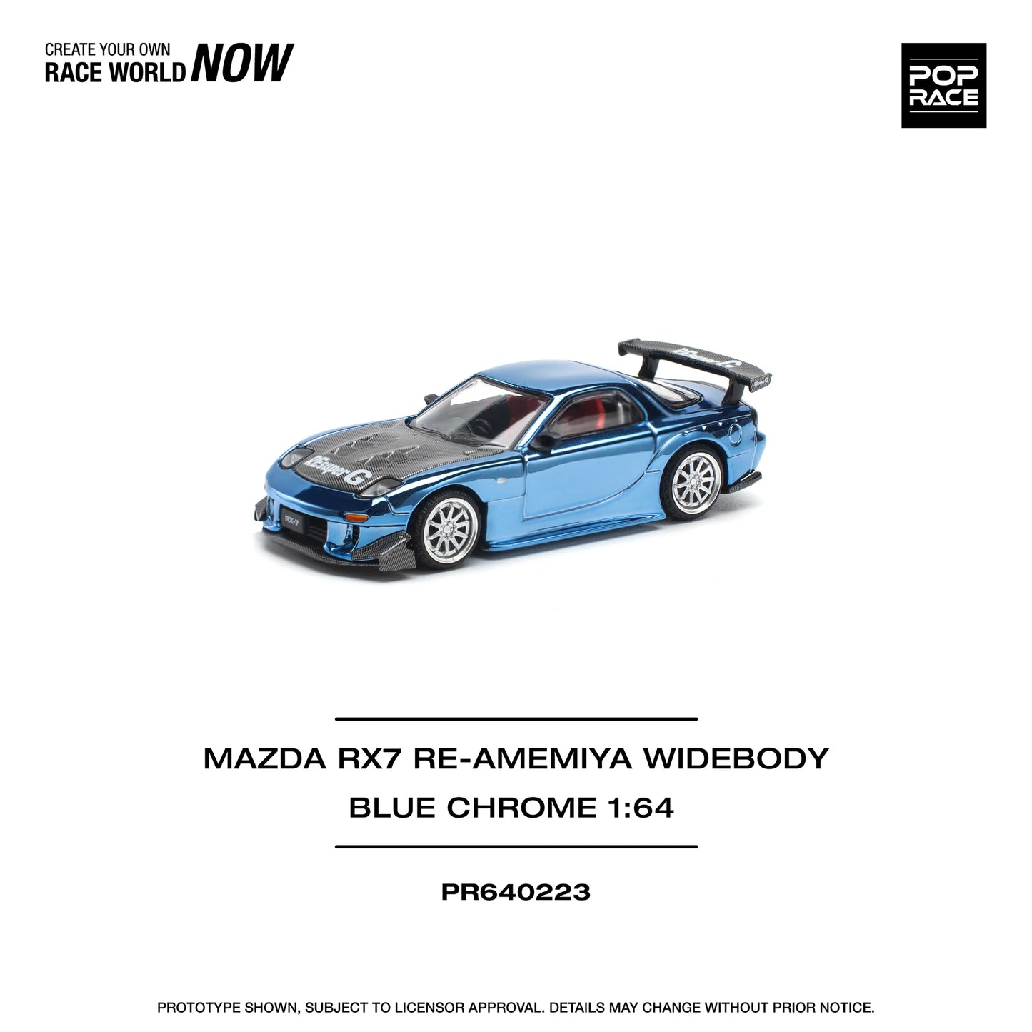 Pop Race 1/64 - Mazda RX7 Re-Amemiya Widebody Blue Chrome