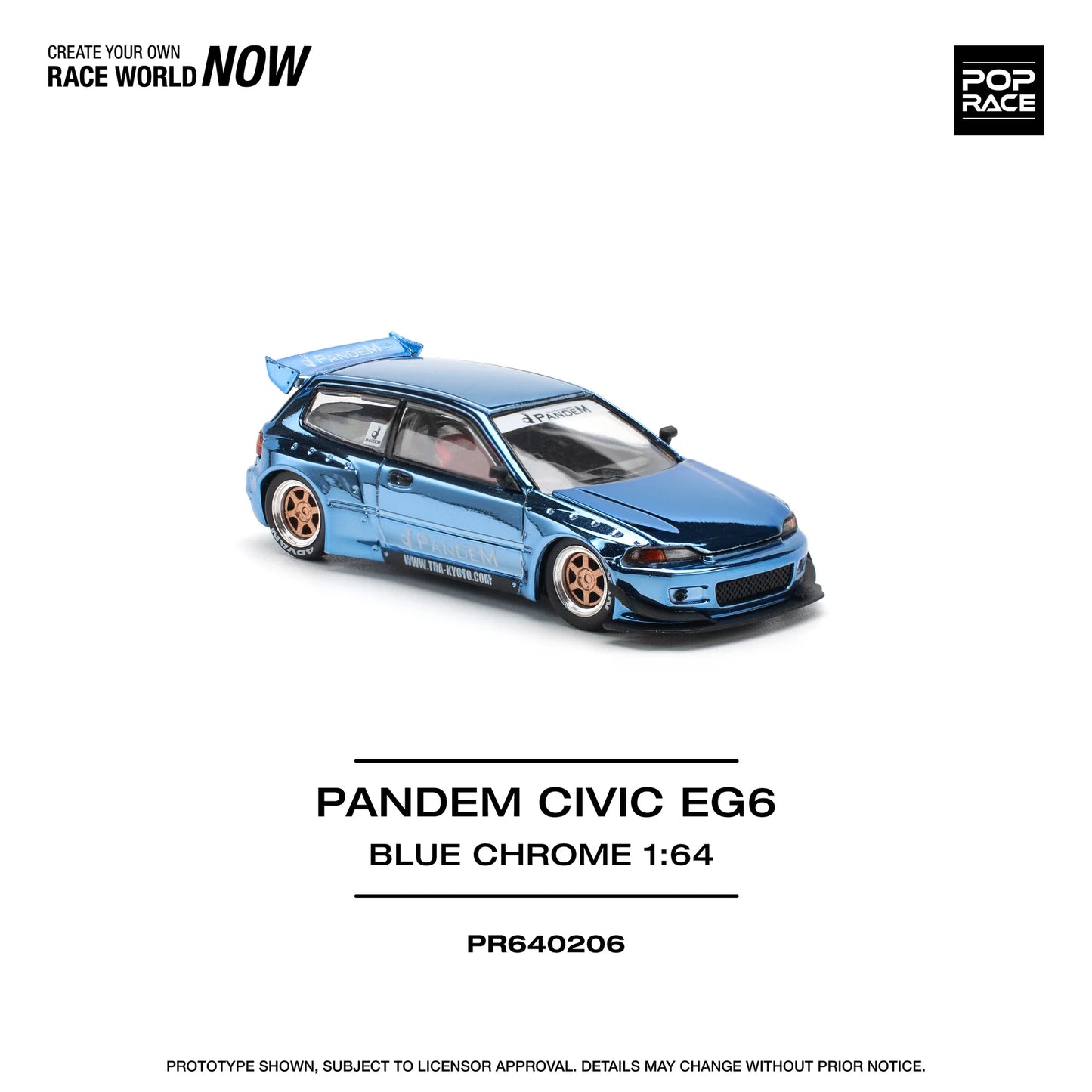 Pop Race 1/64 - Pandem Honda Civic EG6 Blue Chrome