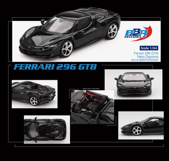 BBR Models 1/64 - Ferrari 296 GTB Nero Daytona