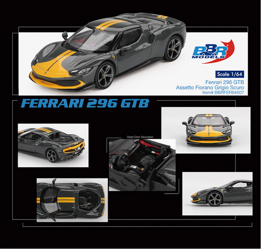 BBR Models 1/64 - Ferrari 296 GTB Assetto Fiorano Grigio Scuro