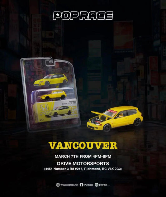 Pop Race 1/64 - Honda Civic EG6 Yellow Vancouver Special