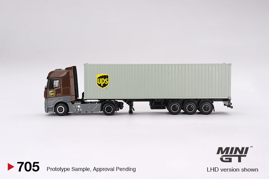 Mini GT 1/64 - Mercedes-Benz Actros w/ 40 Ft Container " UPS Europe"