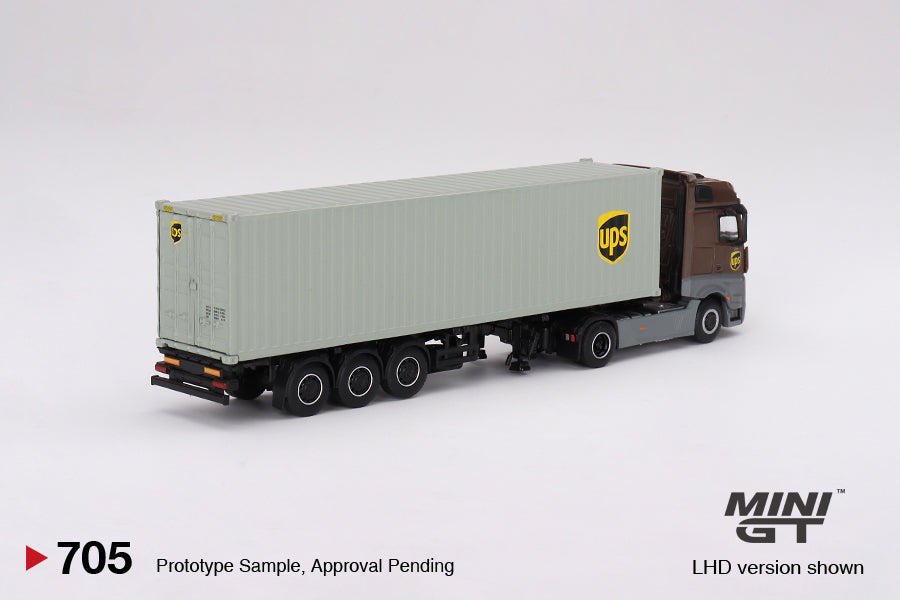 Mini GT 1/64 - Mercedes-Benz Actros w/ 40 Ft Container " UPS Europe"