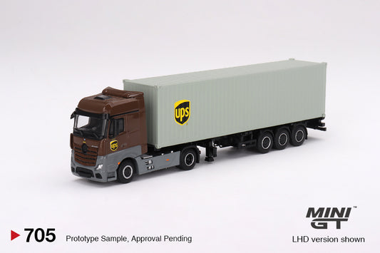 Mini GT 1/64 - Mercedes-Benz Actros w/ 40 Ft Container " UPS Europe"