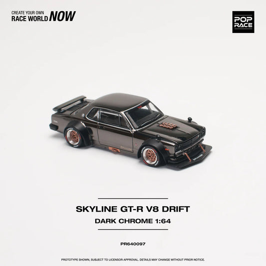 Pop Race 1/64 - Skyline GT-R V8 Drift Dark Chrome