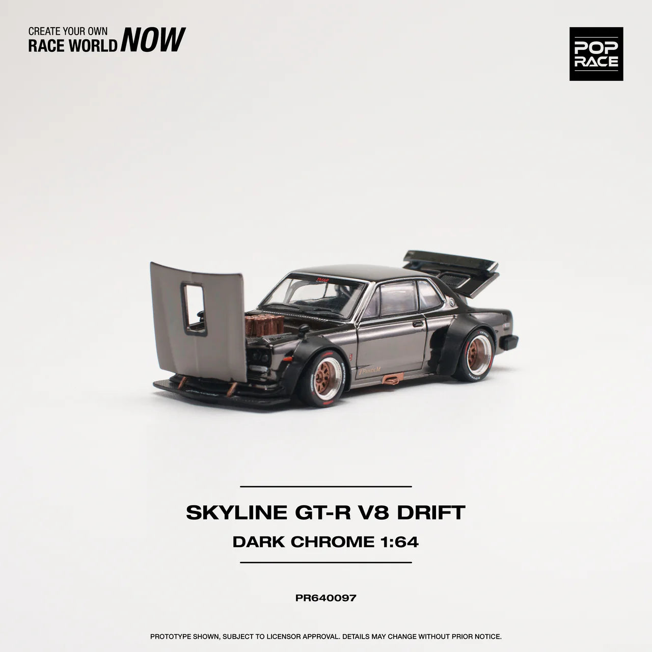 Pop Race 1/64 - Skyline GT-R V8 Drift Dark Chrome