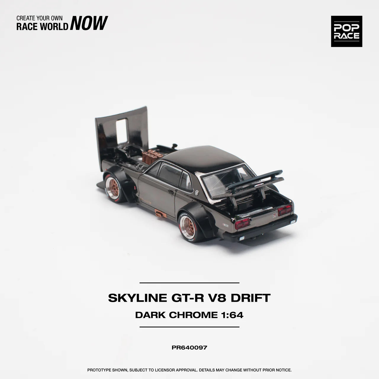 Pop Race 1/64 - Skyline GT-R V8 Drift Dark Chrome