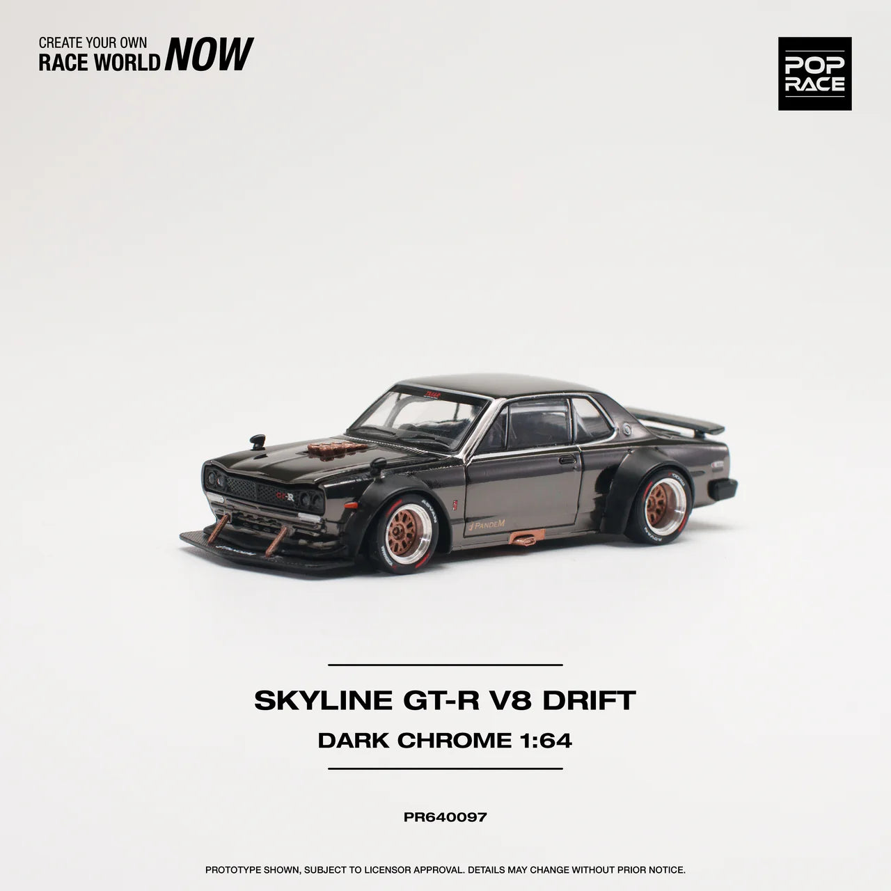 Pop Race 1/64 - Skyline GT-R V8 Drift Dark Chrome