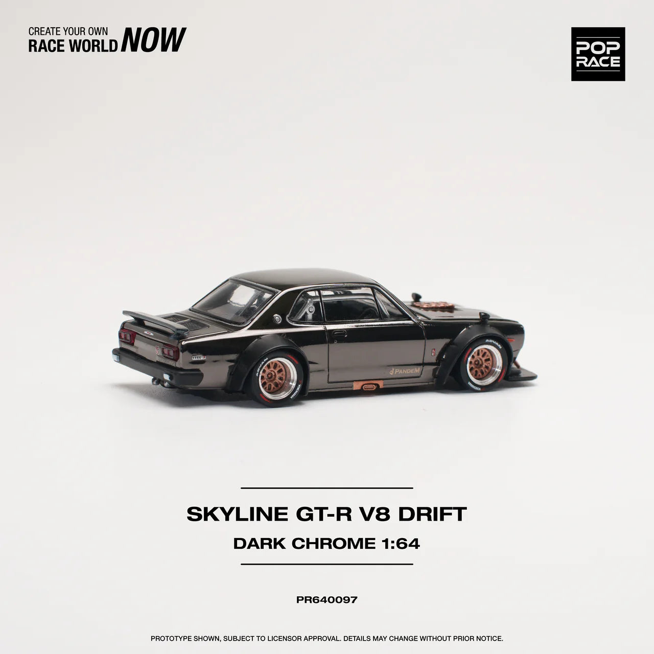 Pop Race 1/64 - Skyline GT-R V8 Drift Dark Chrome