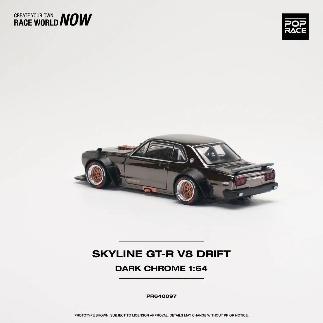 Pop Race 1/64 - Skyline GT-R V8 Drift Dark Chrome