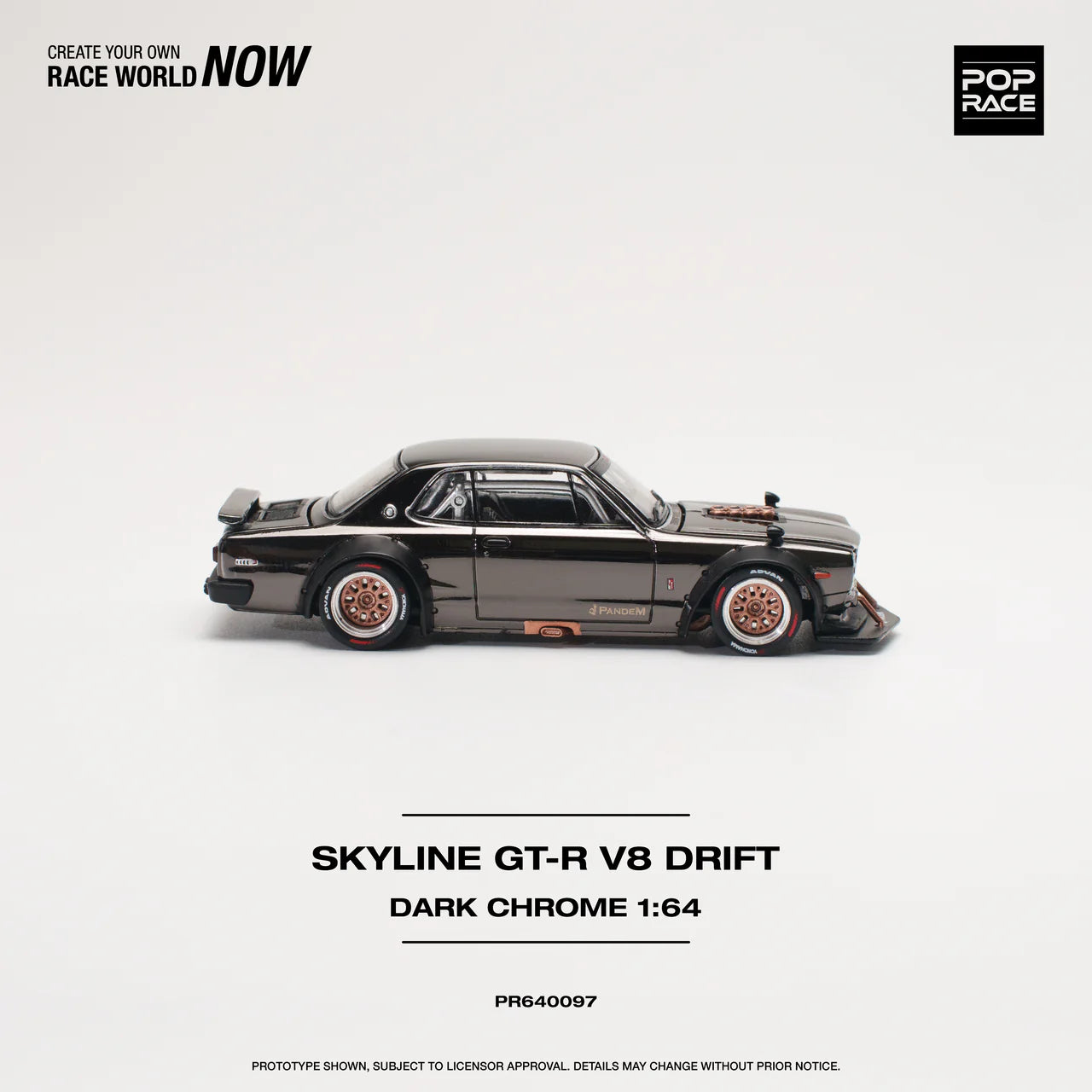 Pop Race 1/64 - Skyline GT-R V8 Drift Dark Chrome