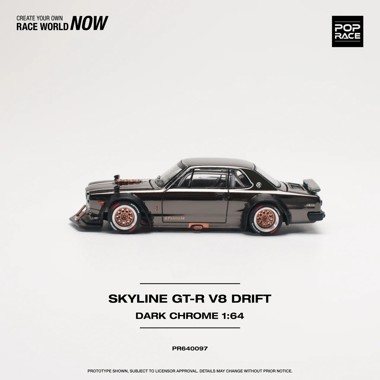 Pop Race 1/64 - Skyline GT-R V8 Drift Dark Chrome