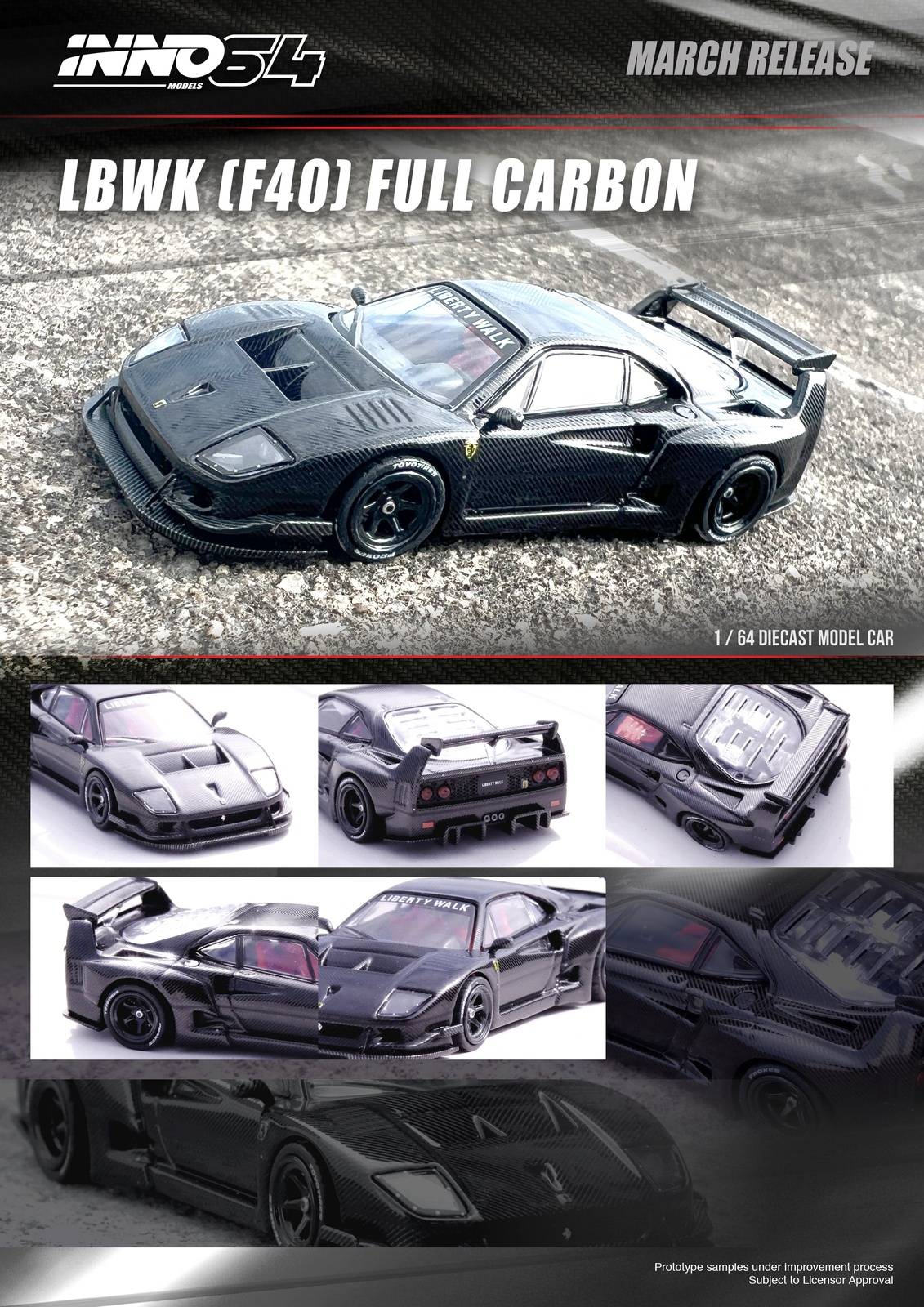 Inno64 1/64 - LBWK Ferrari F40 (Full Carbon)