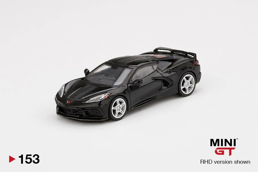 Mini GT 1/64 - Chevrolet Corvette Stingray Black w/ Midnight Gray Stripe