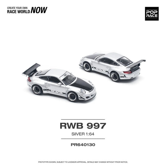 Pop Race 1/64 - Porsche RWB 997 Silver