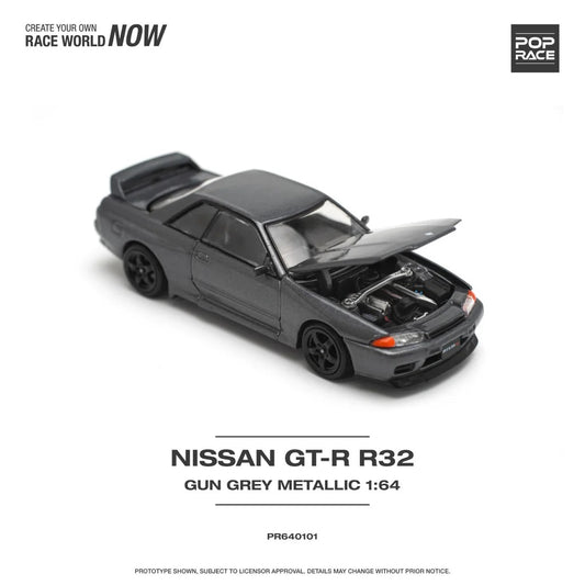 Pop Race 1/64 - Nissan GT-R R32 Gun Grey Metallic