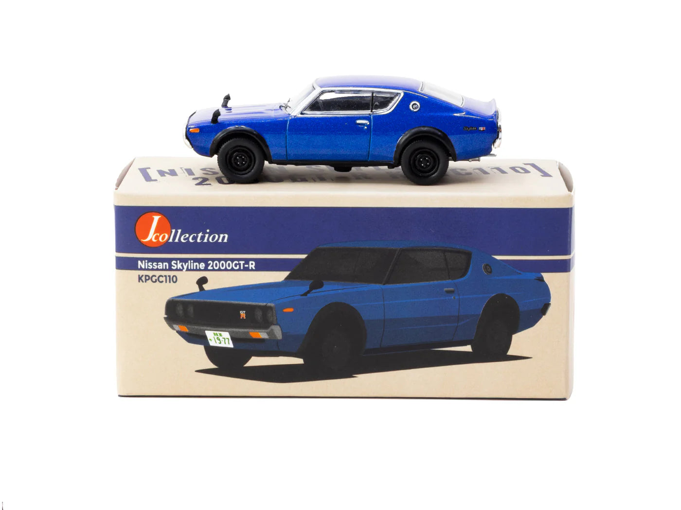 Tarmac Works x J Collection 1/64 - Nissan Skyline 2000GT-R KPGC110 Blue Metallic
