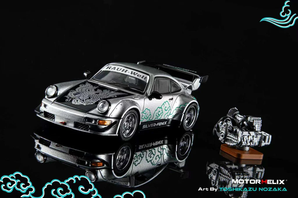 Motorhelix 1/64 - Porsche RWB 964 Silver-Fenix