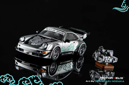 Motorhelix 1/64 - Porsche RWB 964 Silver-Fenix