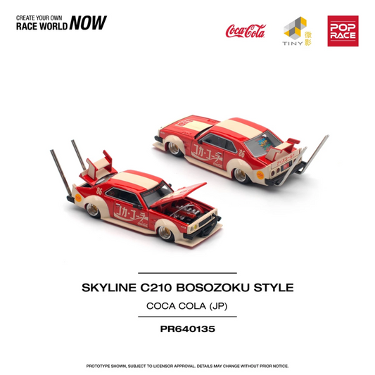 PRE-ORDER Pop Race 1/64 - Nissan Skyline C210 Kaido Ricer Bosozoku Style Coca Cola