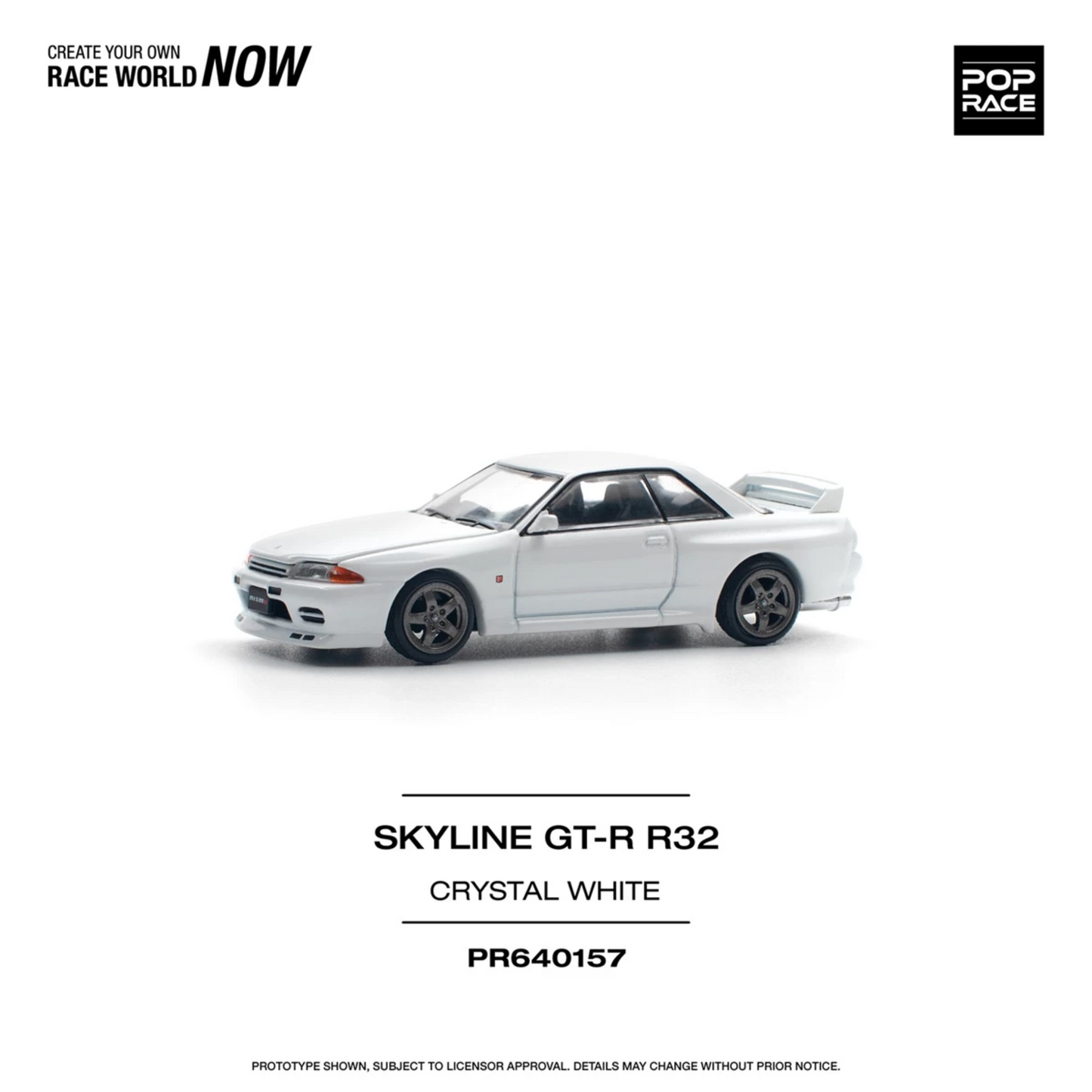 PRE-ORDER Pop Race 1/64 - Nissan Skyline GT-R R32 Crystal White