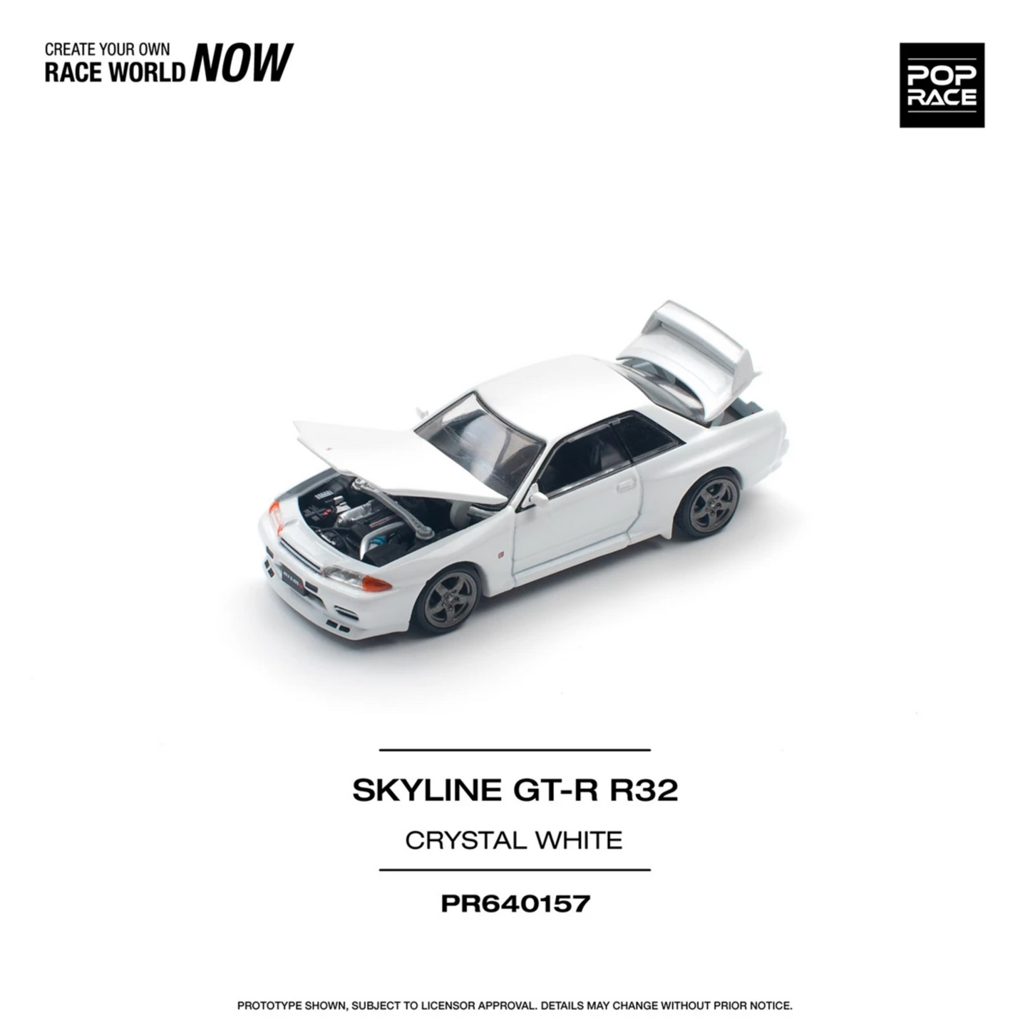 PRE-ORDER Pop Race 1/64 - Nissan Skyline GT-R R32 Crystal White