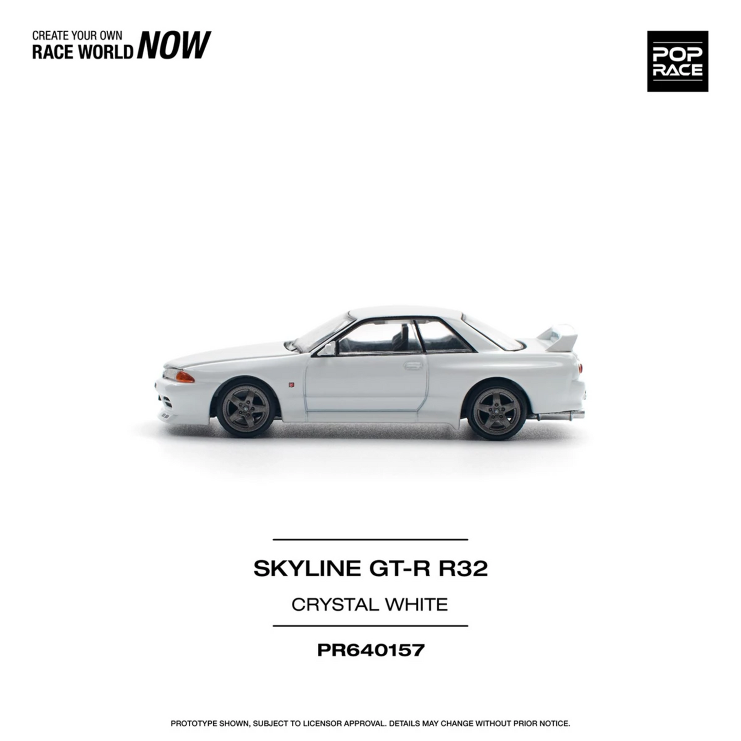 PRE-ORDER Pop Race 1/64 - Nissan Skyline GT-R R32 Crystal White