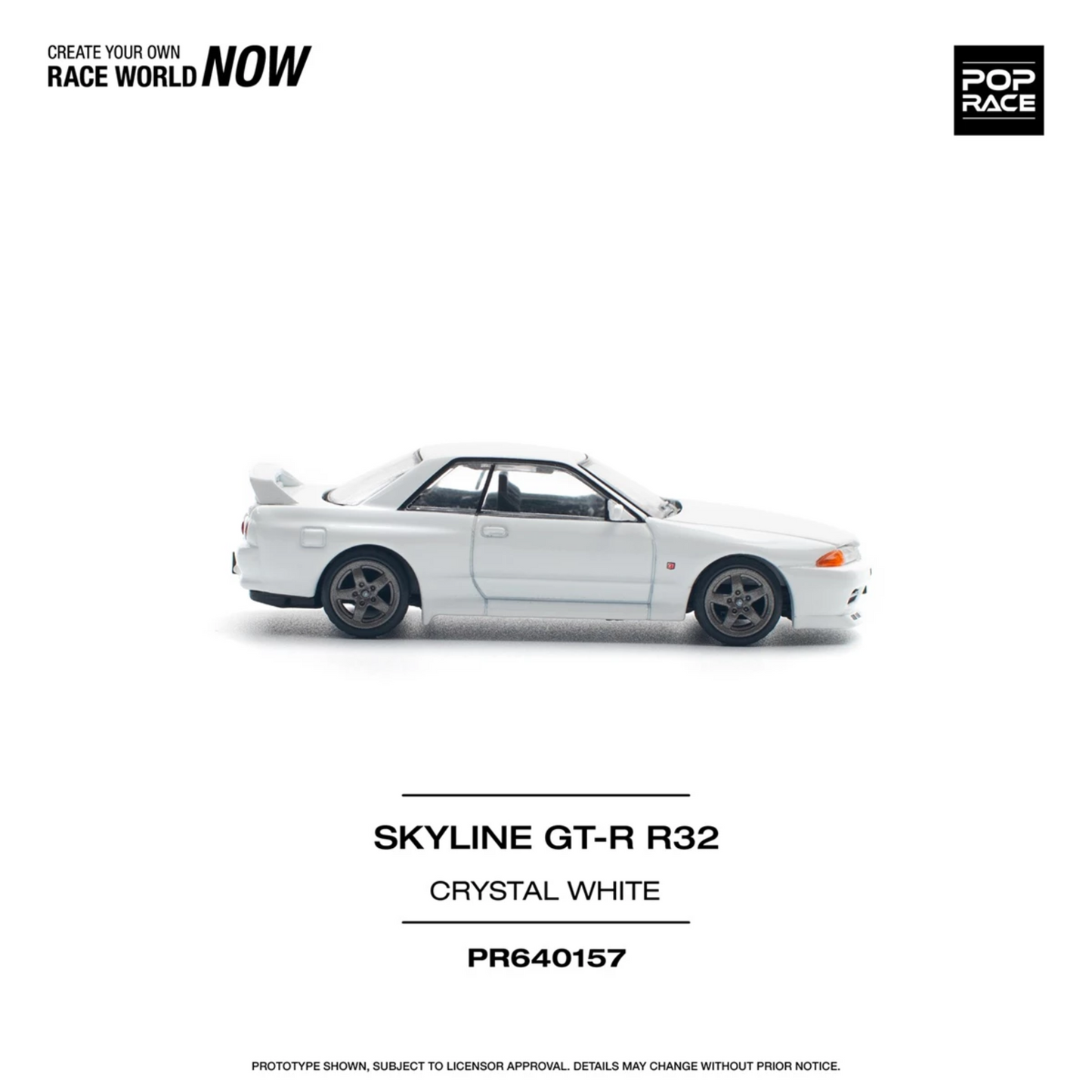 PRE-ORDER Pop Race 1/64 - Nissan Skyline GT-R R32 Crystal White