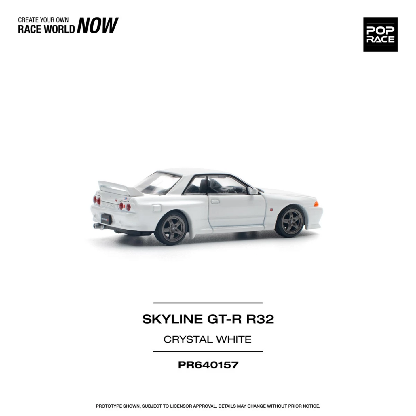 PRE-ORDER Pop Race 1/64 - Nissan Skyline GT-R R32 Crystal White