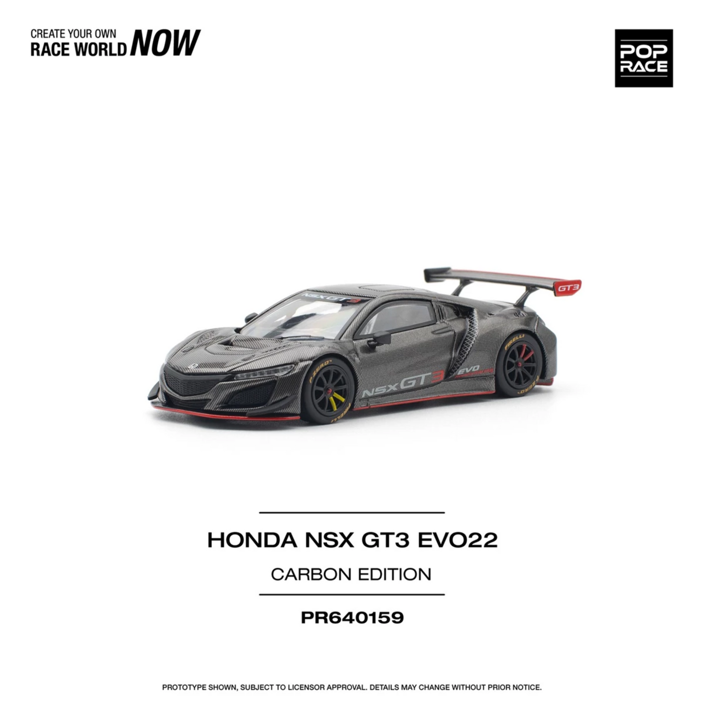 PRE-ORDER Pop Race 1/64 - Honda NSX GT3 EVO22 Carbon Edition