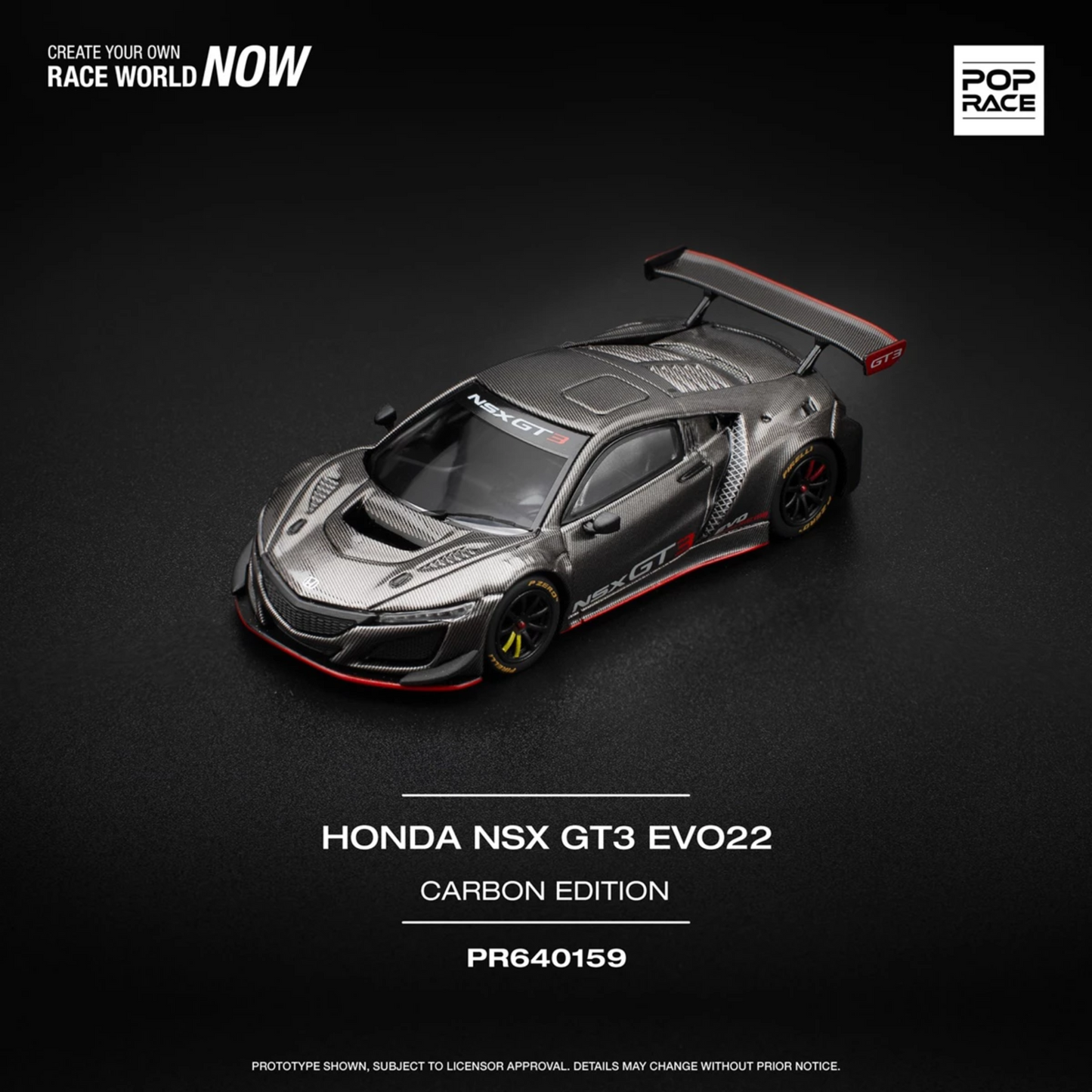 PRE-ORDER Pop Race 1/64 - Honda NSX GT3 EVO22 Carbon Edition