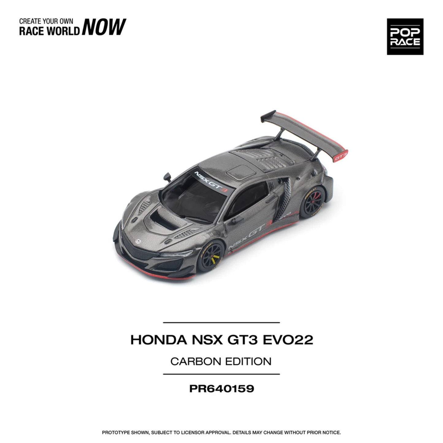 PRE-ORDER Pop Race 1/64 - Honda NSX GT3 EVO22 Carbon Edition