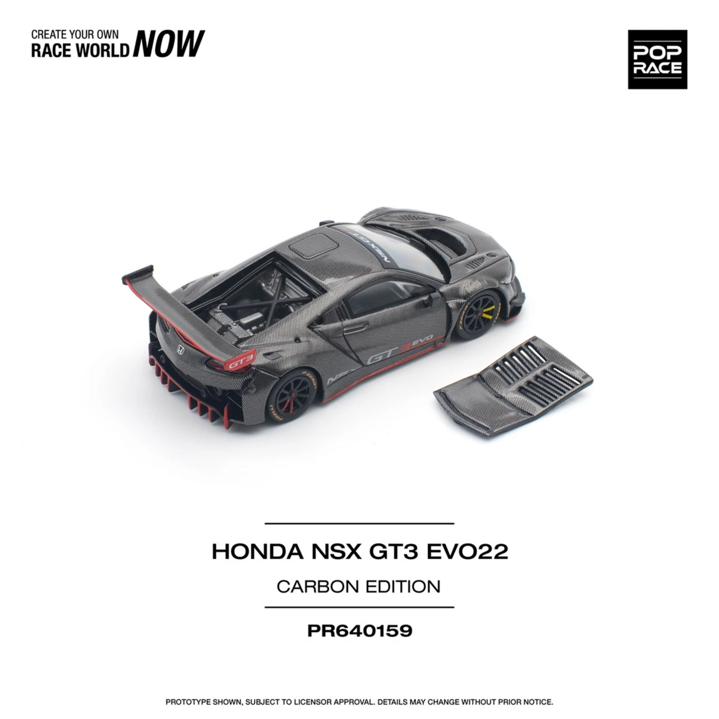 PRE-ORDER Pop Race 1/64 - Honda NSX GT3 EVO22 Carbon Edition