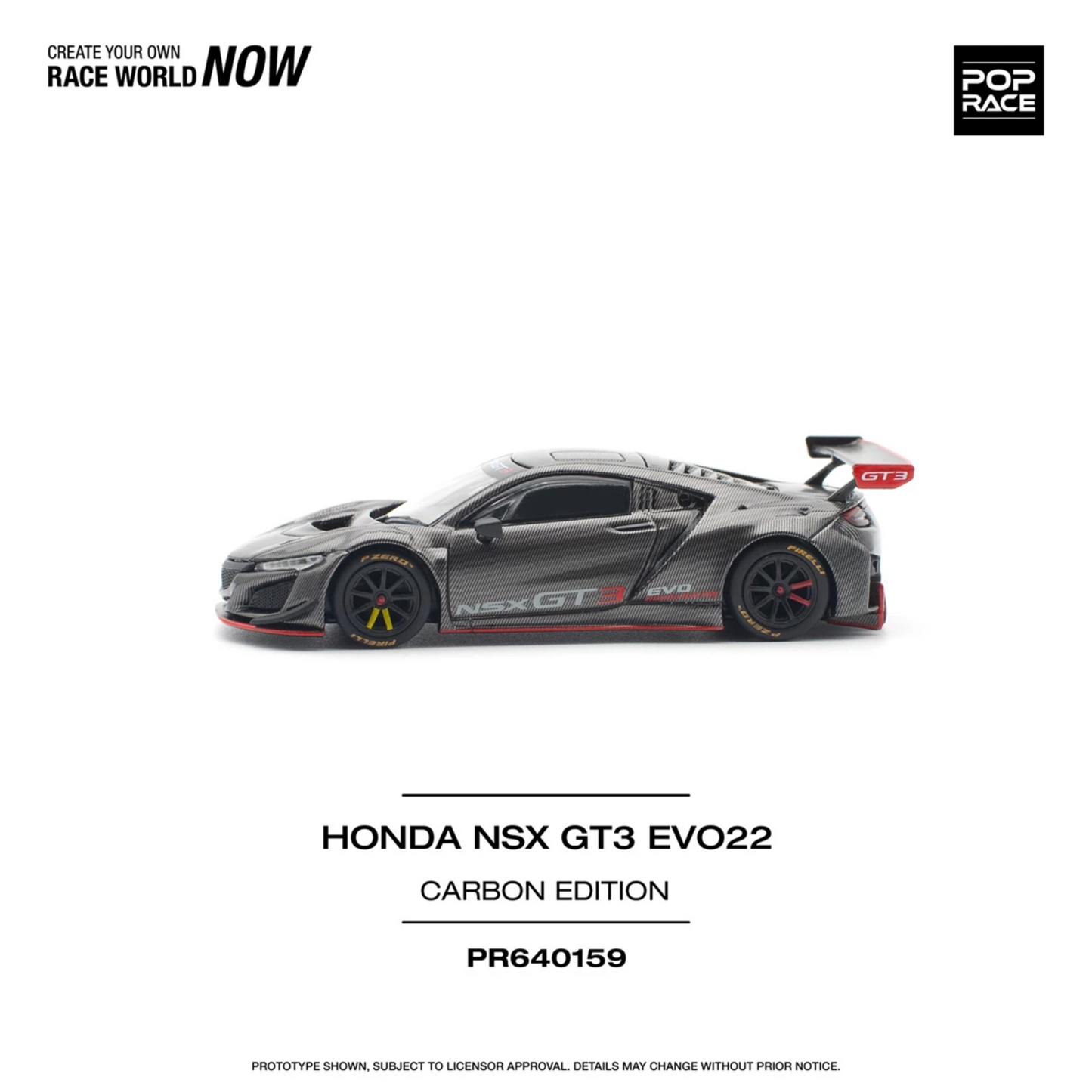 PRE-ORDER Pop Race 1/64 - Honda NSX GT3 EVO22 Carbon Edition