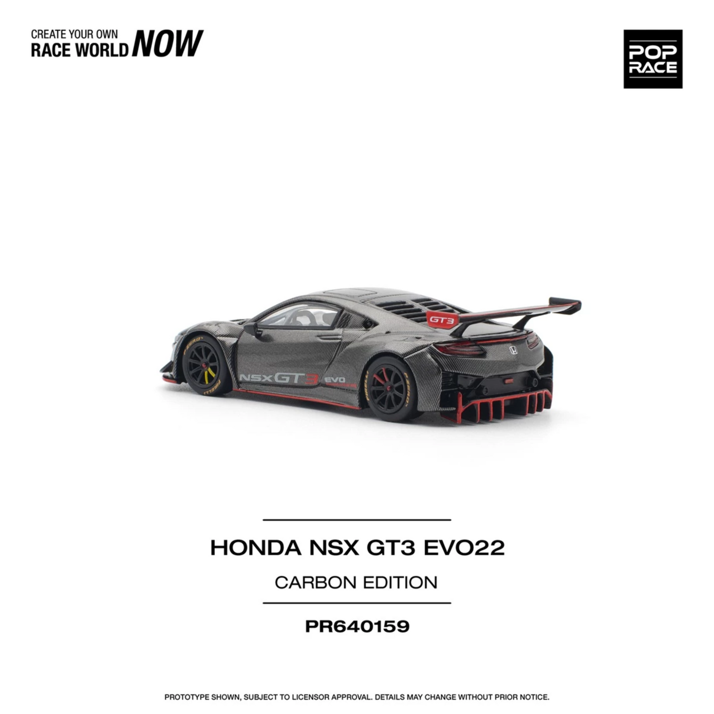 PRE-ORDER Pop Race 1/64 - Honda NSX GT3 EVO22 Carbon Edition