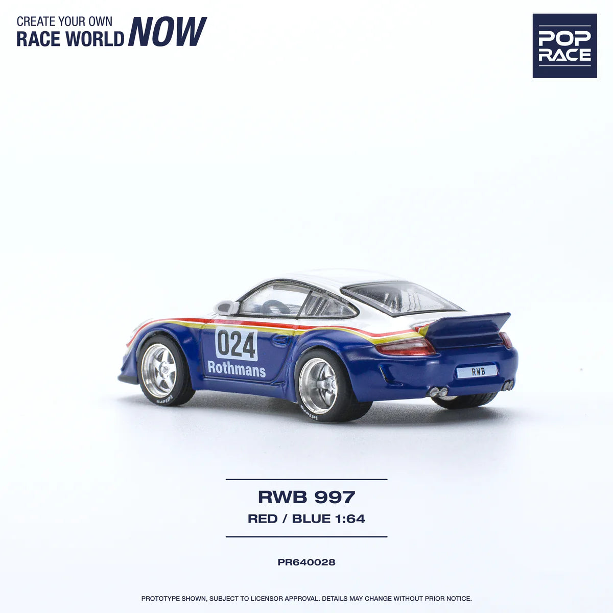 Pop Race 1/64 - Porsche RWB 997 Red/Blue Rothmans #024