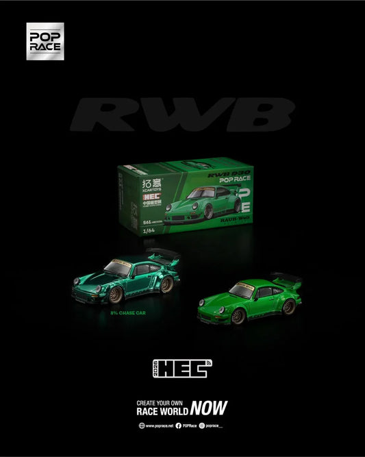 Pop Race 1/64 - Porsche RWB 930 Green HEC 2026 Exclusive Edition