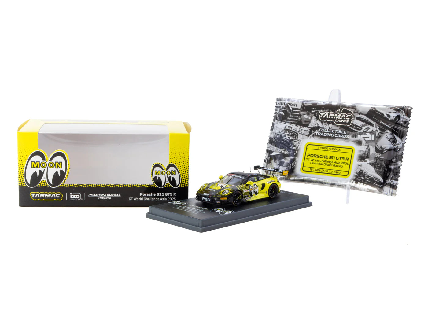 Tarmac Works x iXO 1/64 - Porsche 911 GT3 R GT World Challenge Asia 2025 Phantom Global Racing #13 with Tarmac Cards - HOBBY64