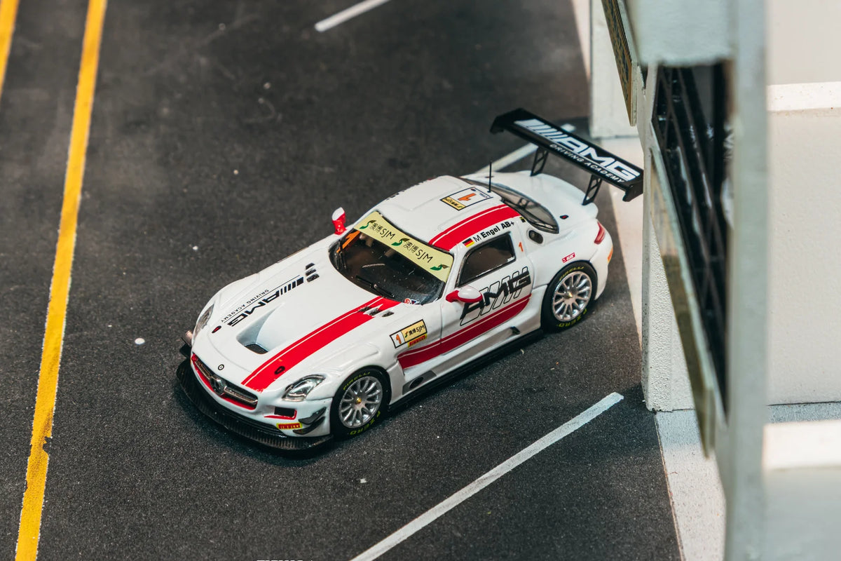 Tarmac Works 1/64 - 1/64 Mercedes-Benz SLS AMG GT3 Macau GT Cup - FIA GT World Cup 2015 #1 Winner - Maro Engel with Tarmac Cards - HOBBY64