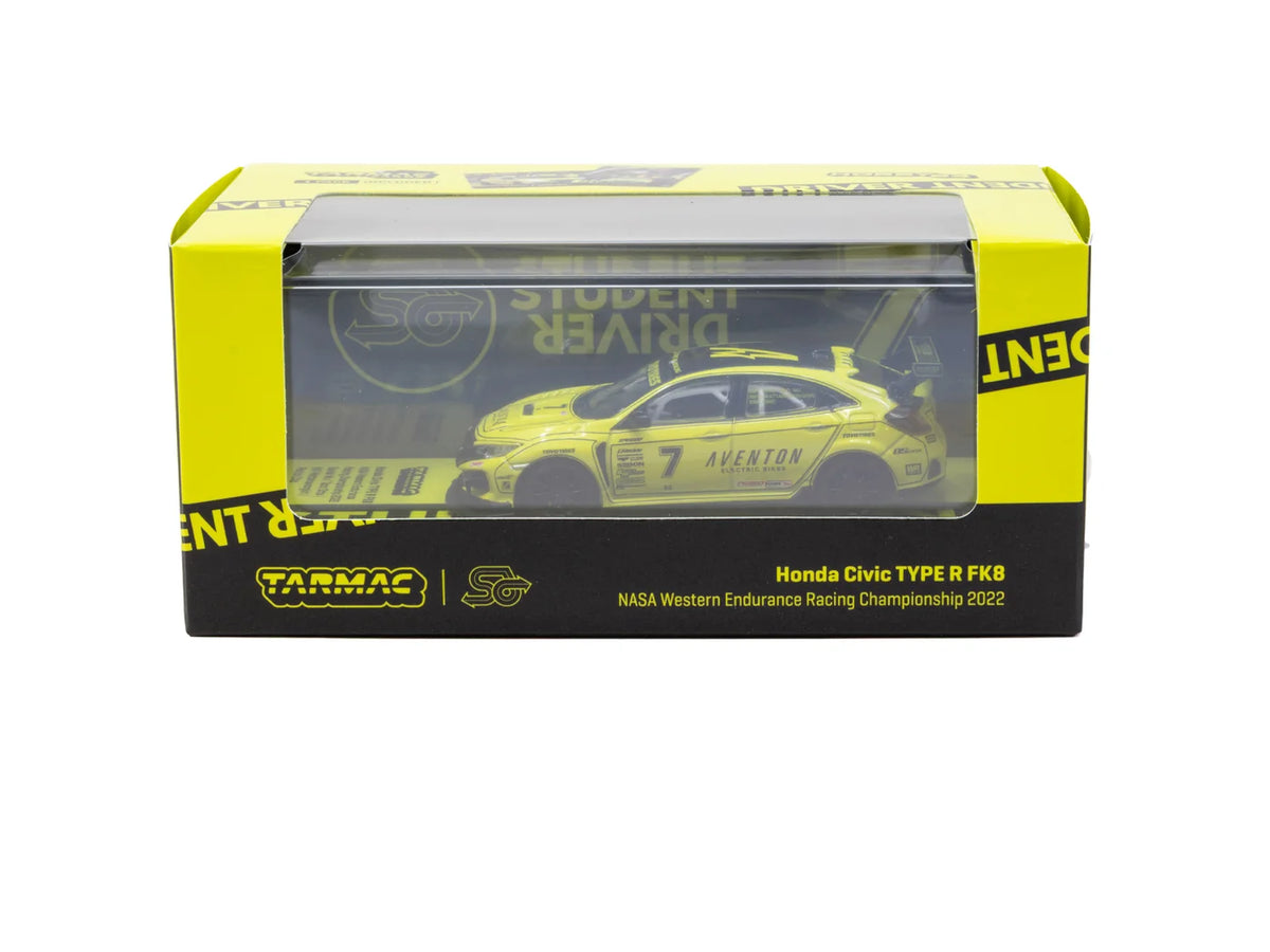 Tarmac Works 1/64 - Honda Civic TYPE R FK8 NASA Western Endurance Racing Championship 2022 #7 Student Driver (by Daniel Wu) with Tarmac Cards - HOBBY64