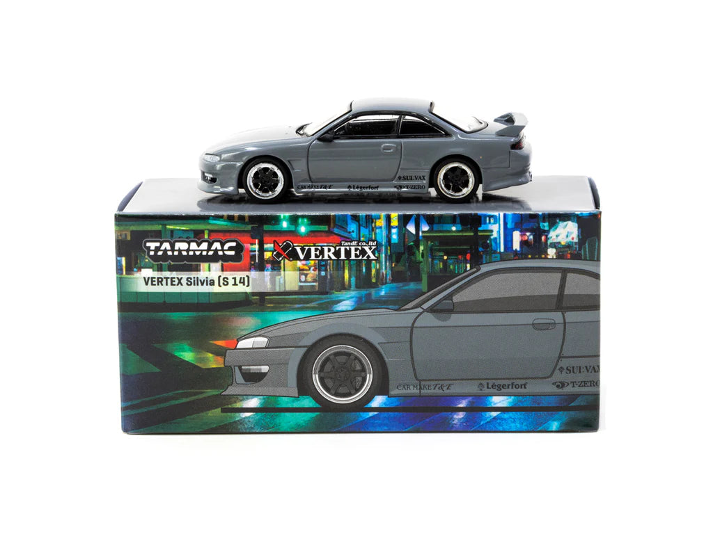 Tarmac Works 1/64 - VERTEX Silvia (S 14) Grey - GLOBAL64