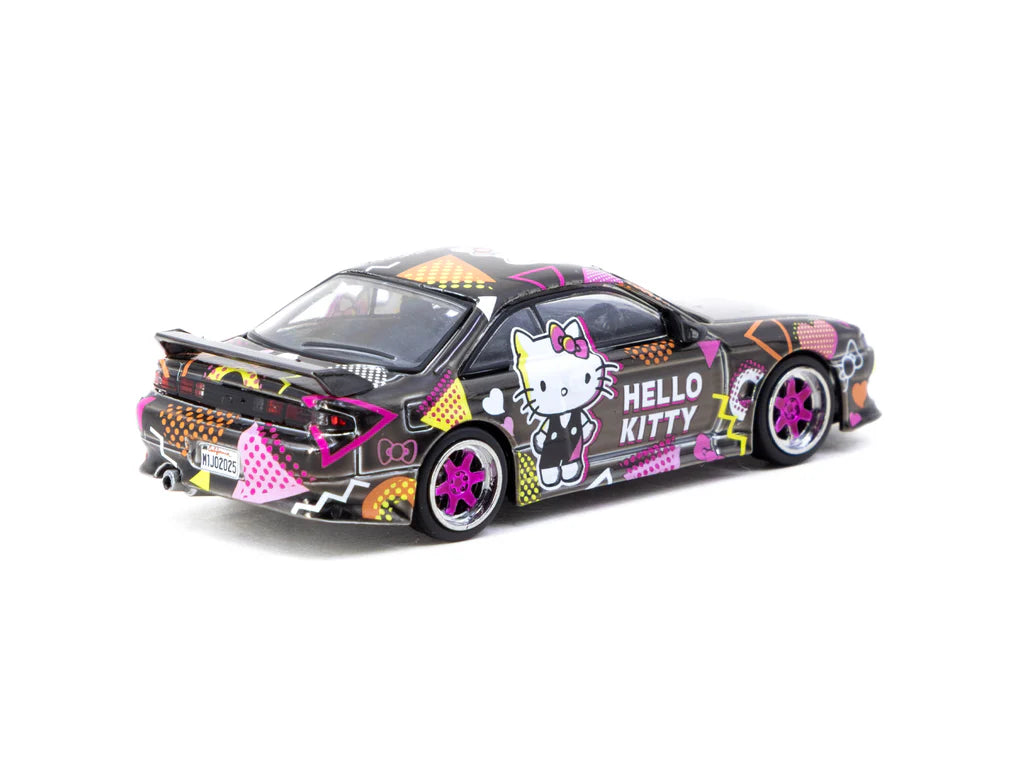 Tarmac Works 1/64 - VERTEX Silvia (S 14) - Hello Kitty Black Chrome USA Special Edition - GLOBAL64