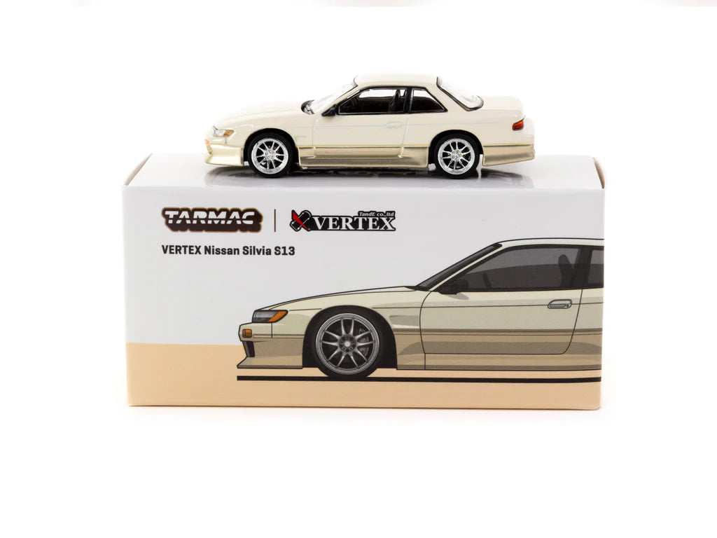 Tarmac Works 1/64 - VERTEX Nissan Silvia S13 White / Gold - Lamley Special Edition